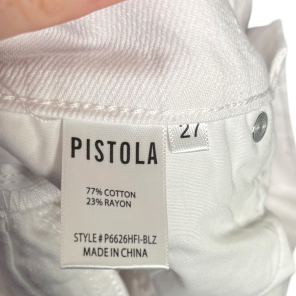 Pistola Presley Distressed High Rise Relaxed Roller Jean White 27 NWT - Picture 11 of 12